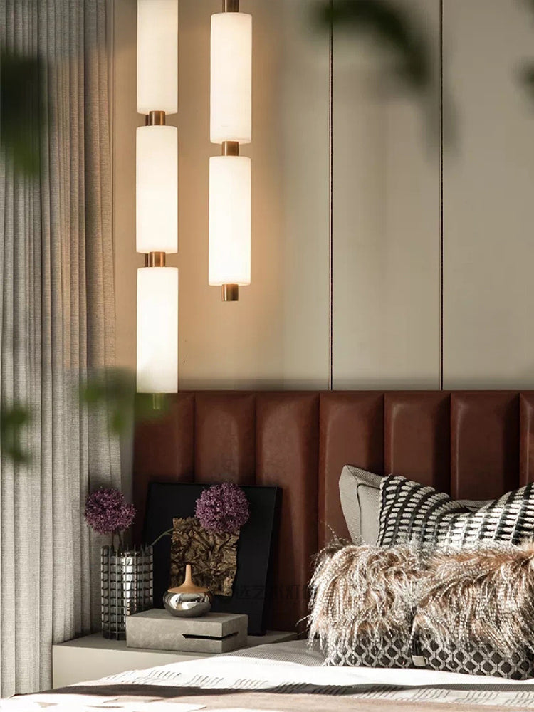 Odyssey Cluster Pendant Light - Solid Brass & Natural Alabaster Column Light