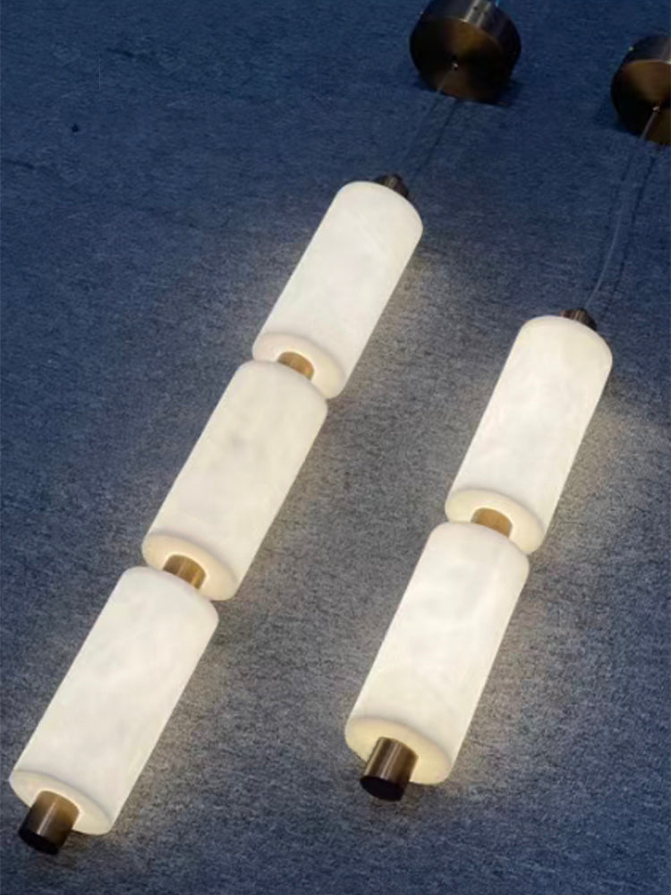 Odyssey Cluster Pendant Light - Solid Brass & Natural Alabaster Column Light