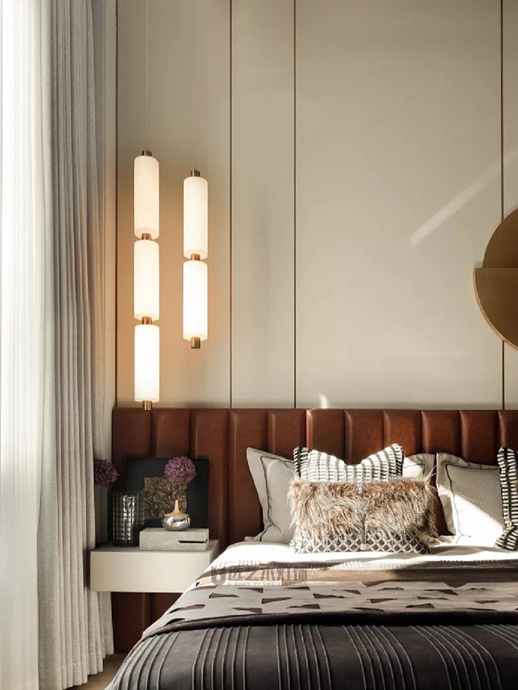 Odyssey Cluster Pendant Light - Solid Brass & Natural Alabaster Column Light