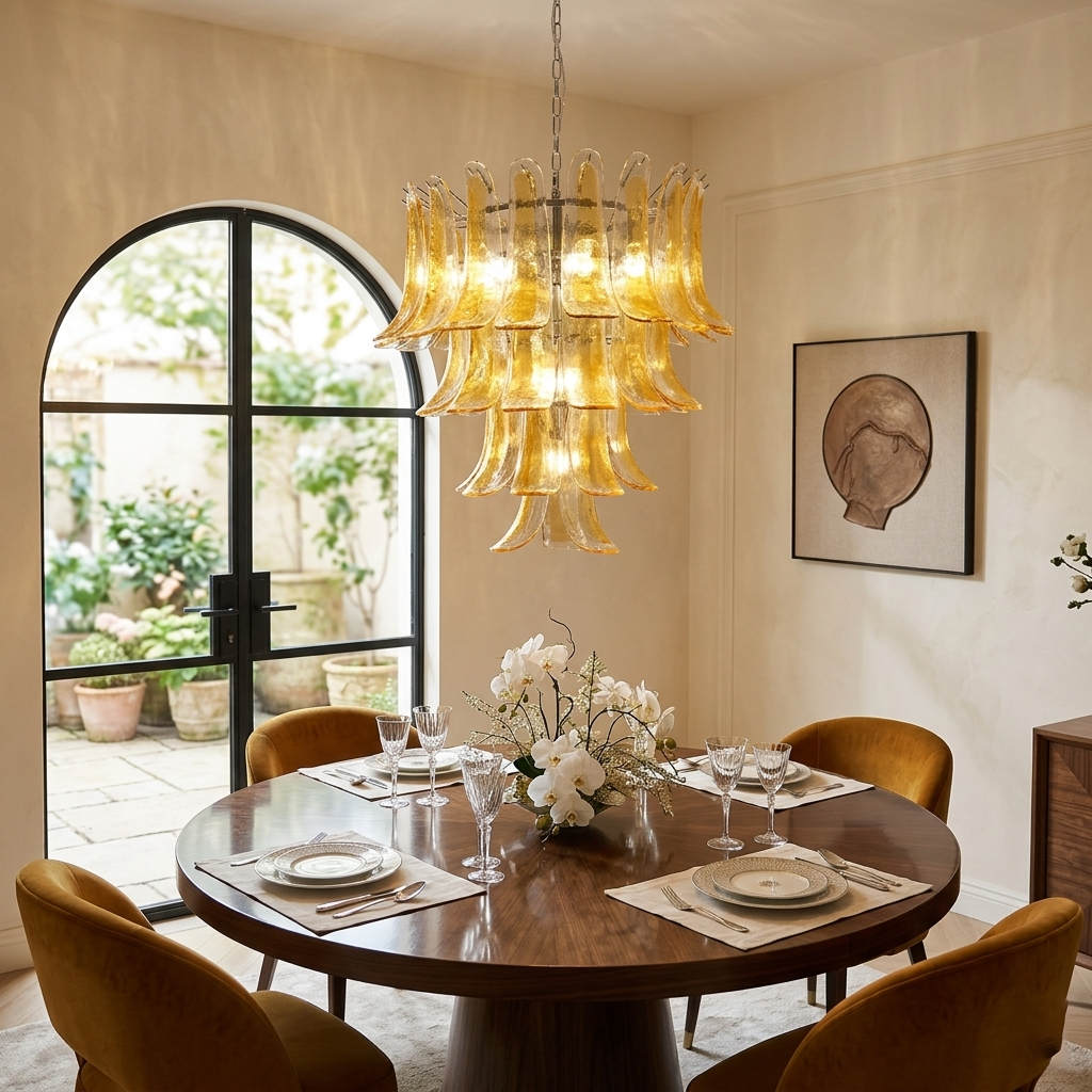 Murano Chandelier - Handcrafted Tiered Glass Art Pendant | Luxury Italian-Style Lighting