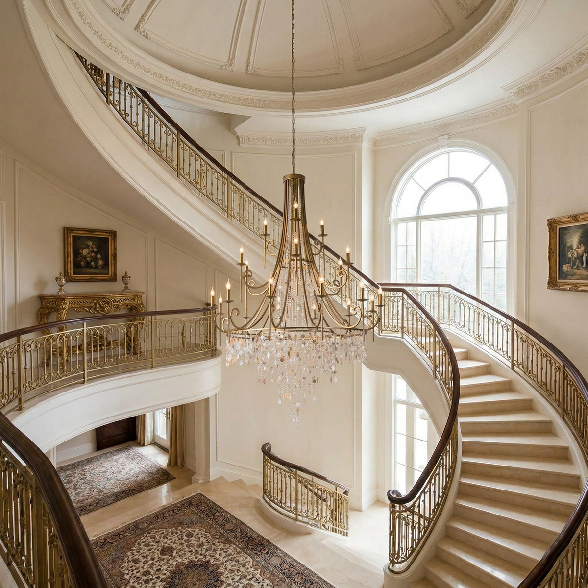 Cebu Chandelier – Tiered Metal Chandelier with Natural Shell, Alabaster & Crystal Charms