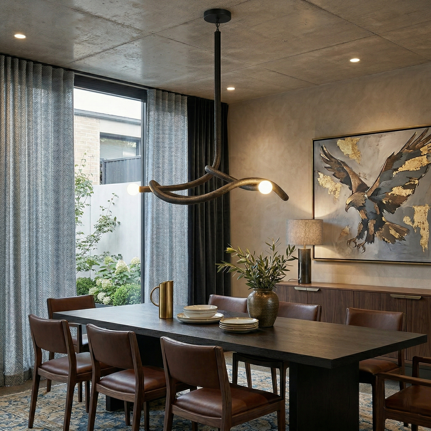 Tryst Chandelier - Interlocked Sculptural Brass Pendant Light | Modern Kinetic Balancing Chandelier