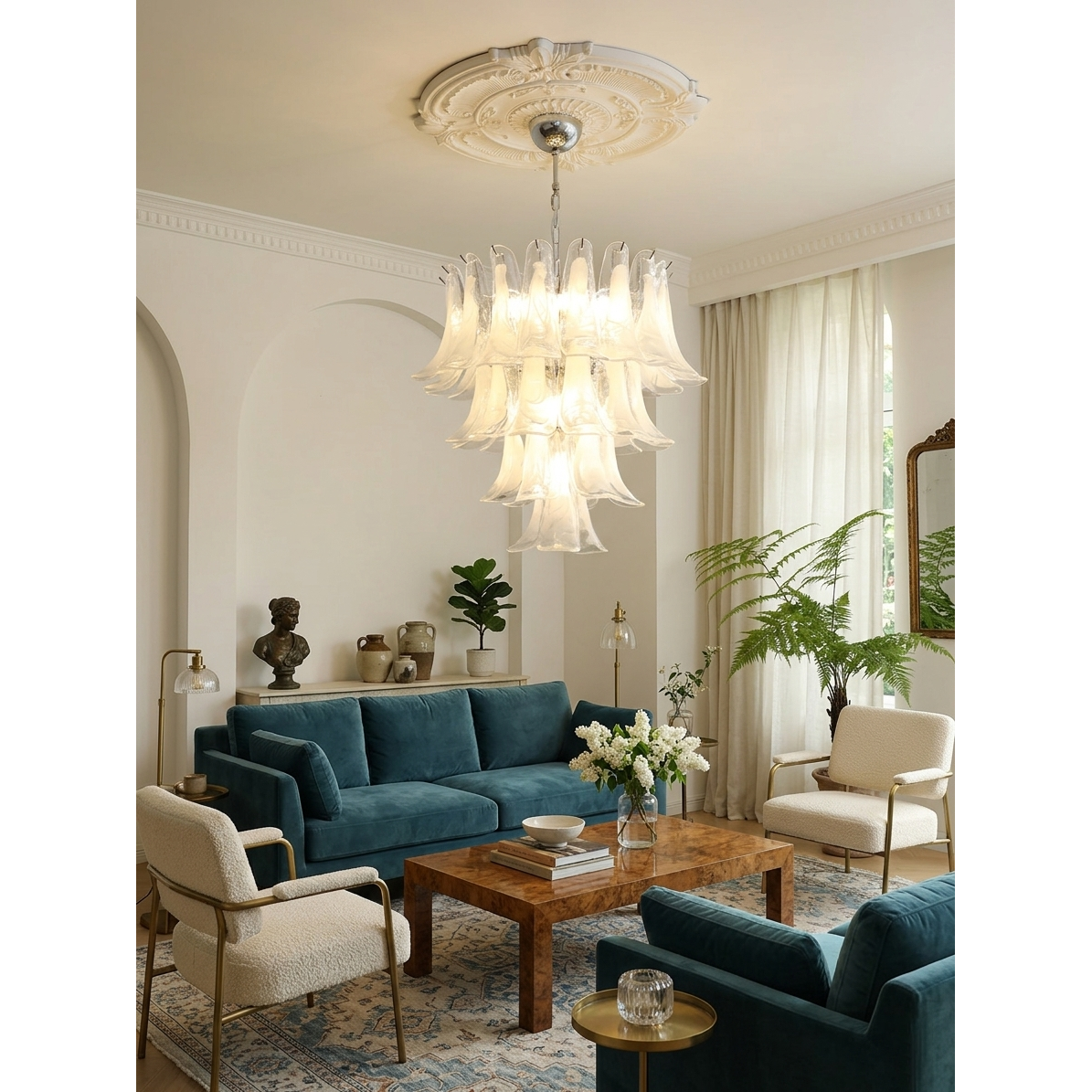 Murano Chandelier - Handcrafted Tiered Glass Art Pendant | Luxury Italian-Style Lighting