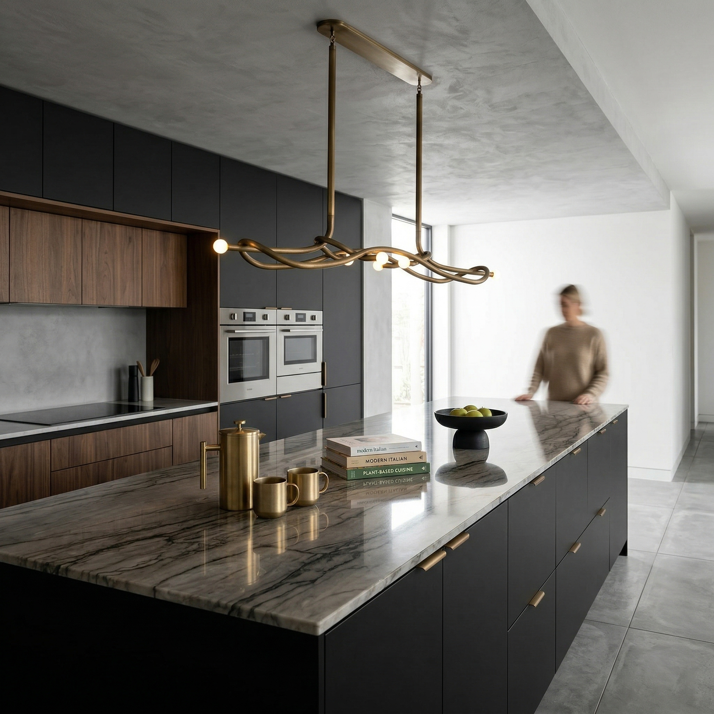 Tryst Chandelier - Interlocked Sculptural Brass Pendant Light | Modern Kinetic Balancing Chandelier