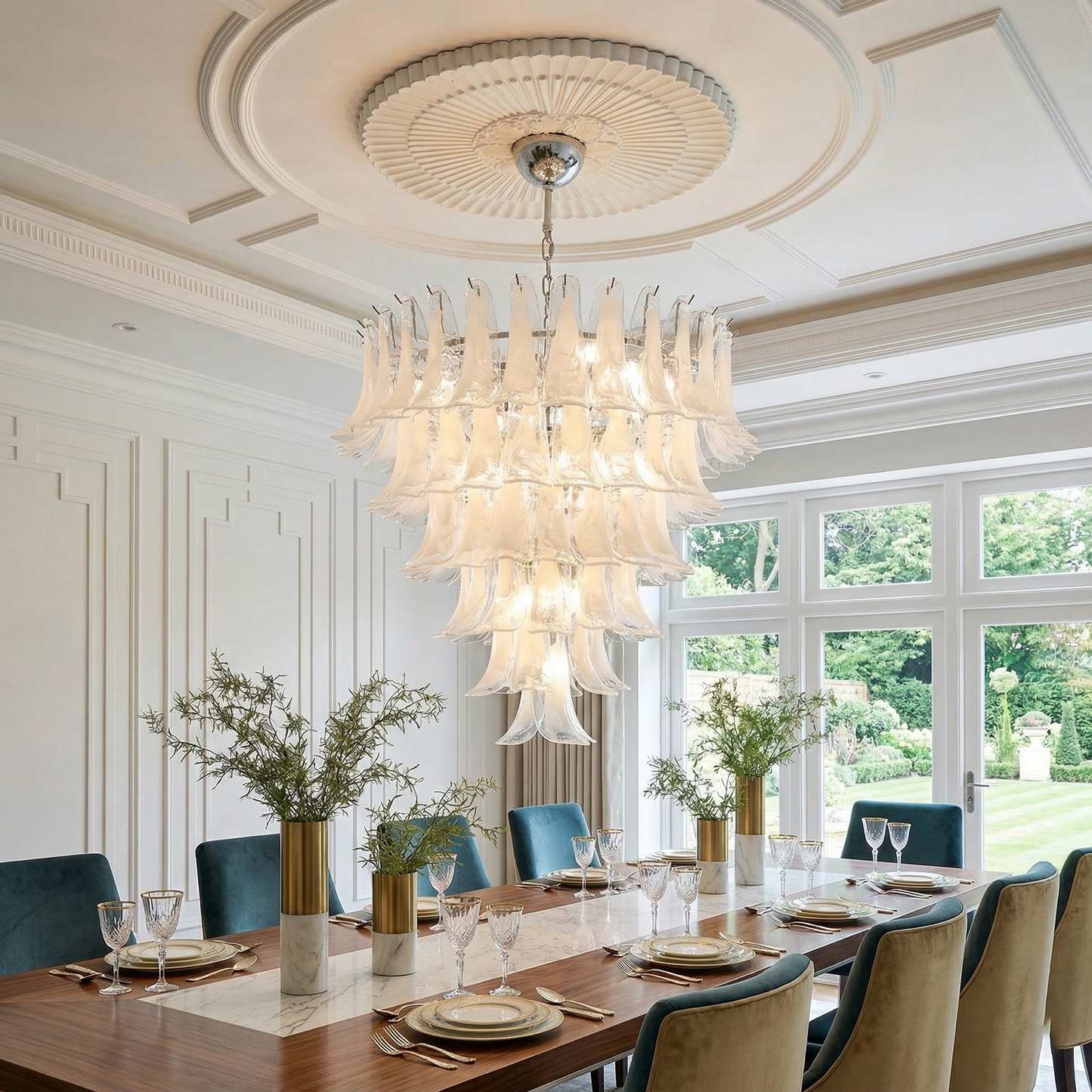 Murano Chandelier - Handcrafted Tiered Glass Art Pendant | Luxury Italian-Style Lighting