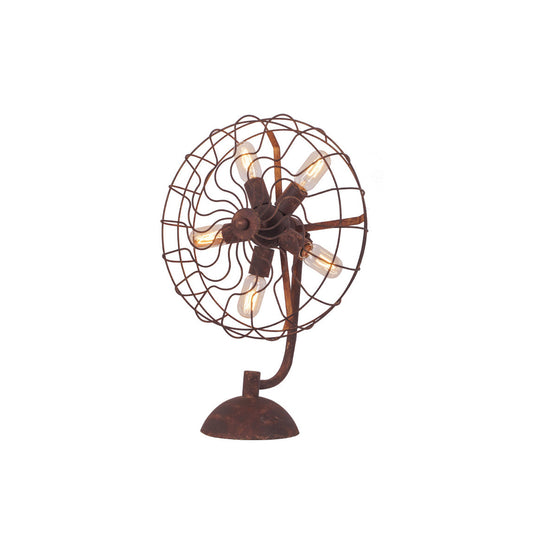 Old Style Fan Table Lamp - Industrial Distressed Iron Accent Light