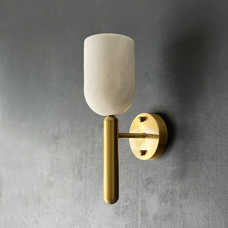 Omo Alabaster Wall Lamp - Translucent Natural Stone & Brass Wall Sconce