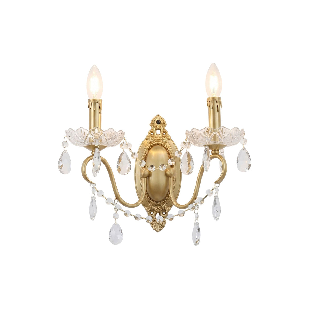 Ondersley Crystal Wall Lamp - European Classical Brass & Faceted Crystal Sconce