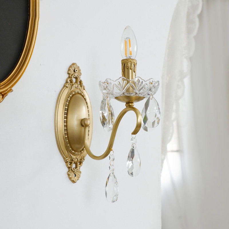 Ondersley Crystal Wall Lamp - European Classical Brass & Faceted Crystal Sconce