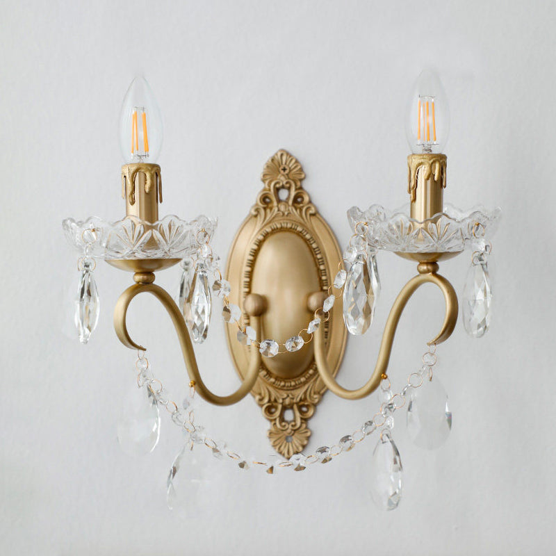 Ondersley Crystal Wall Lamp - European Classical Brass & Faceted Crystal Sconce