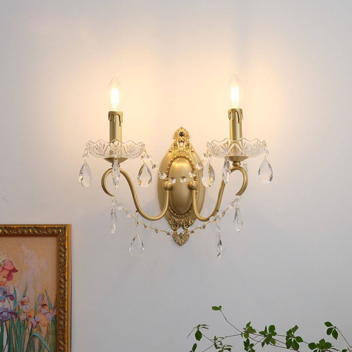 Ondersley Crystal Wall Lamp - European Classical Brass & Faceted Crystal Sconce