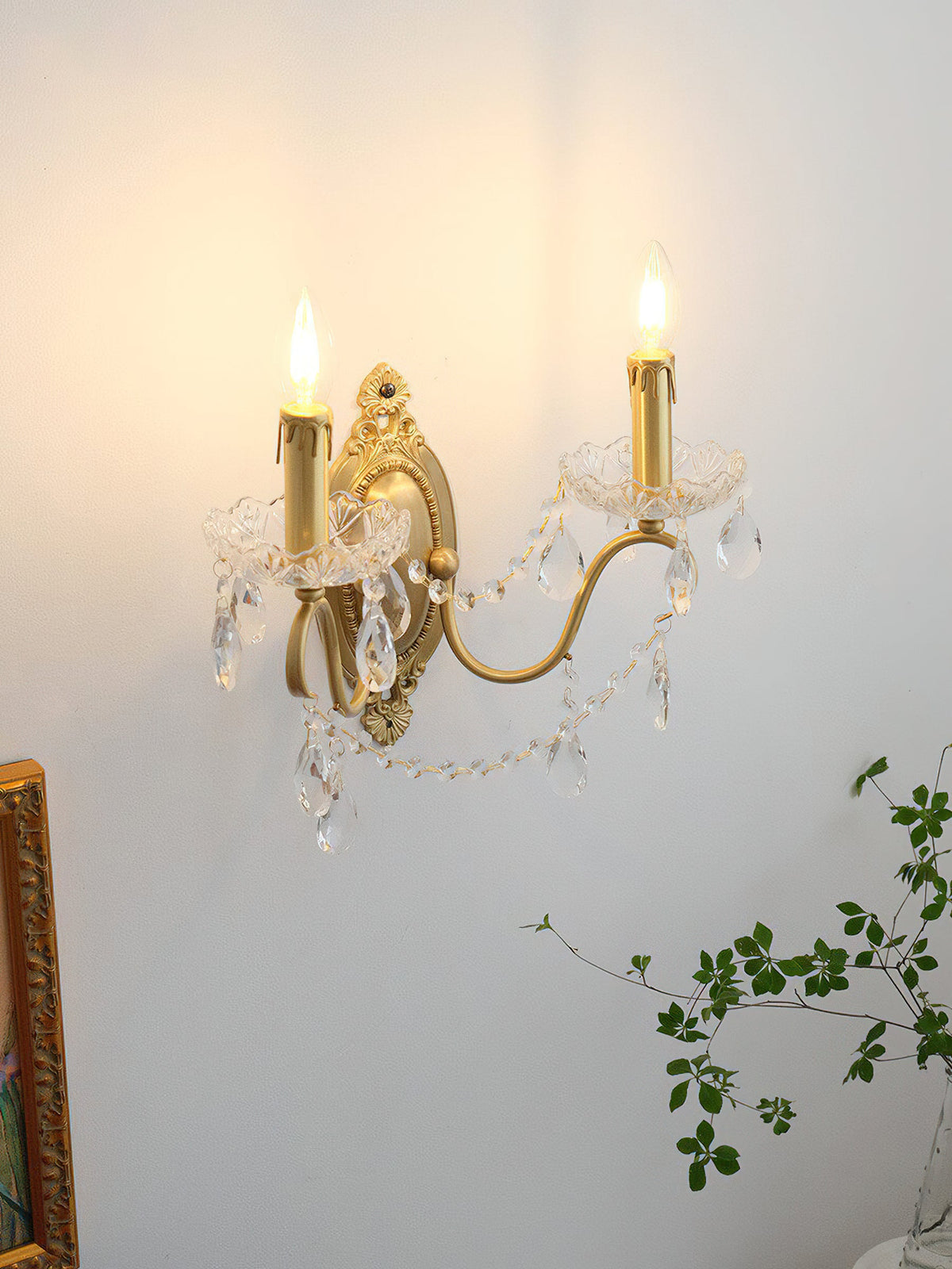 Ondersley Crystal Wall Lamp - European Classical Brass & Faceted Crystal Sconce