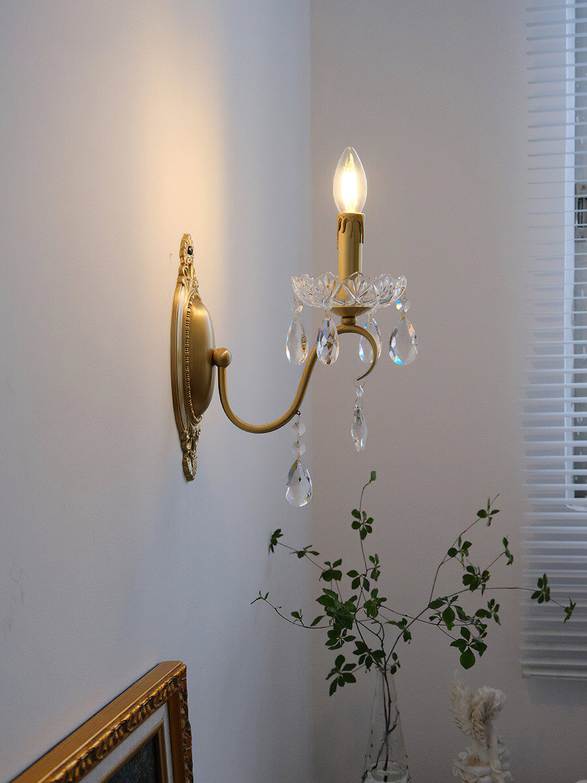 Ondersley Crystal Wall Lamp - European Classical Brass & Faceted Crystal Sconce