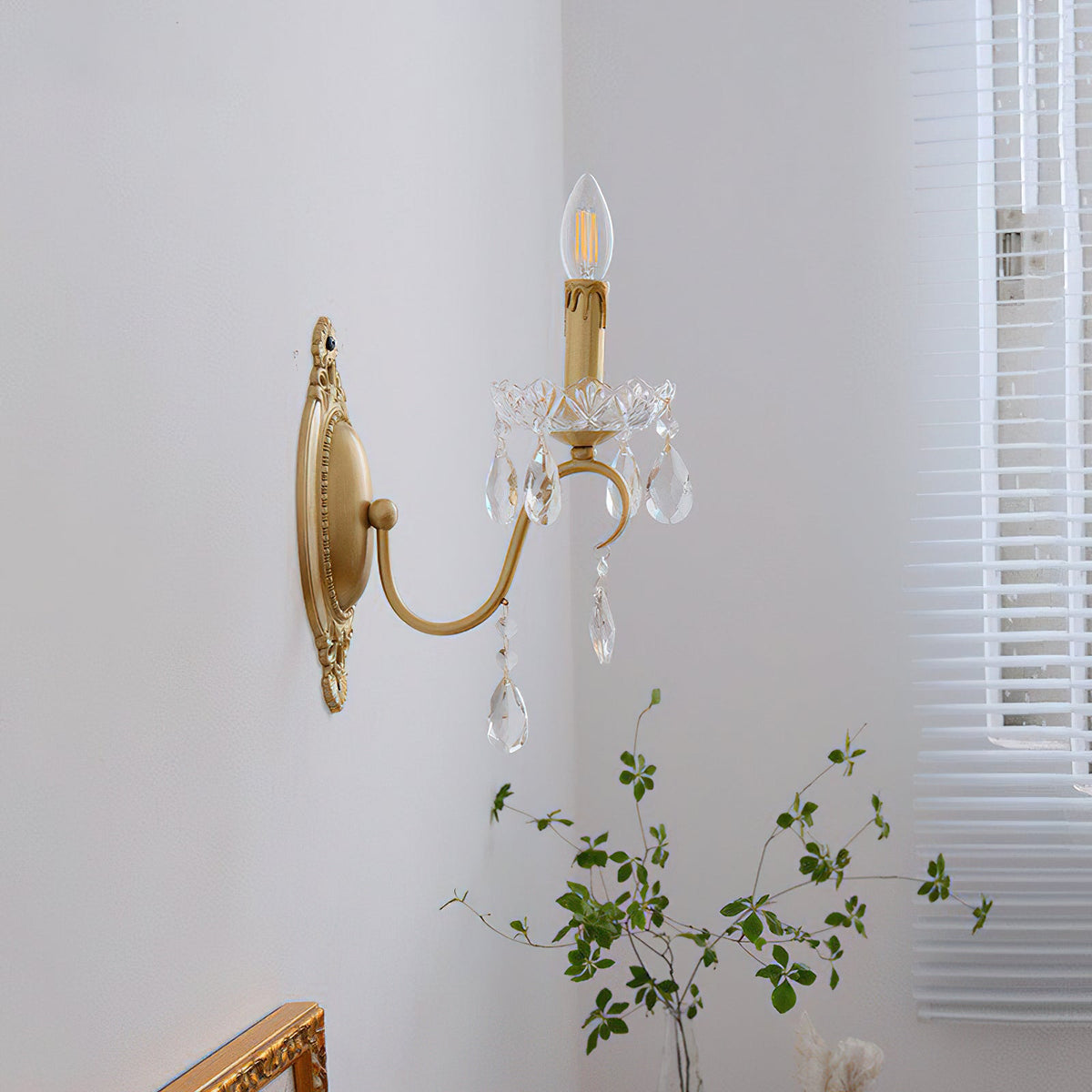 Ondersley Crystal Wall Lamp - European Classical Brass & Faceted Crystal Sconce