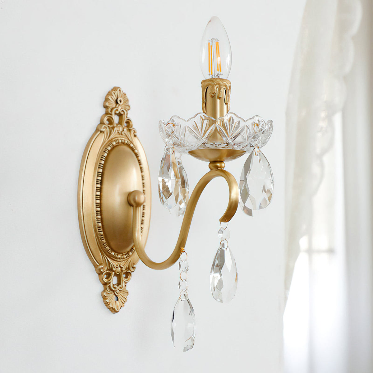 Ondersley Crystal Wall Lamp - European Classical Brass & Faceted Crystal Sconce
