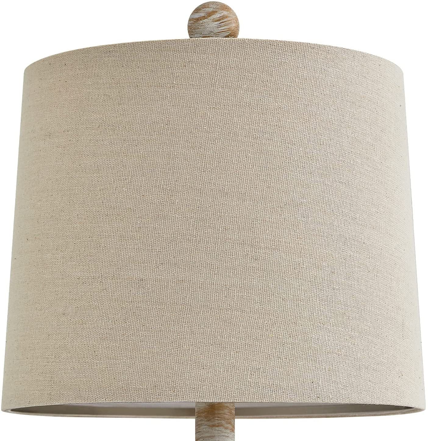 Oneach Retro Table Lamp - Hand-Carved Floral Wood Base & Fabric Shade
