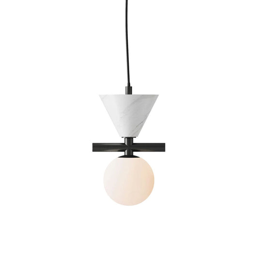 Oneta Pendant Lamp - Marble Cone & Steel Frame Pendant Light