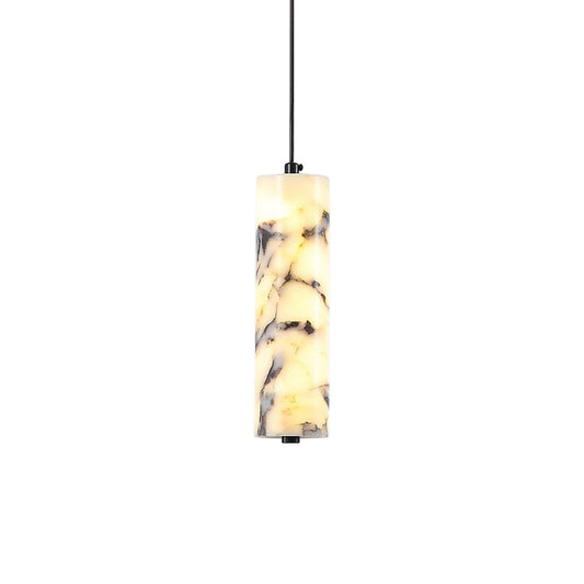 Opus Marble Pendant Lamp - Hand-Carved Bvlgari Marble Cylinder Light | Bowielight