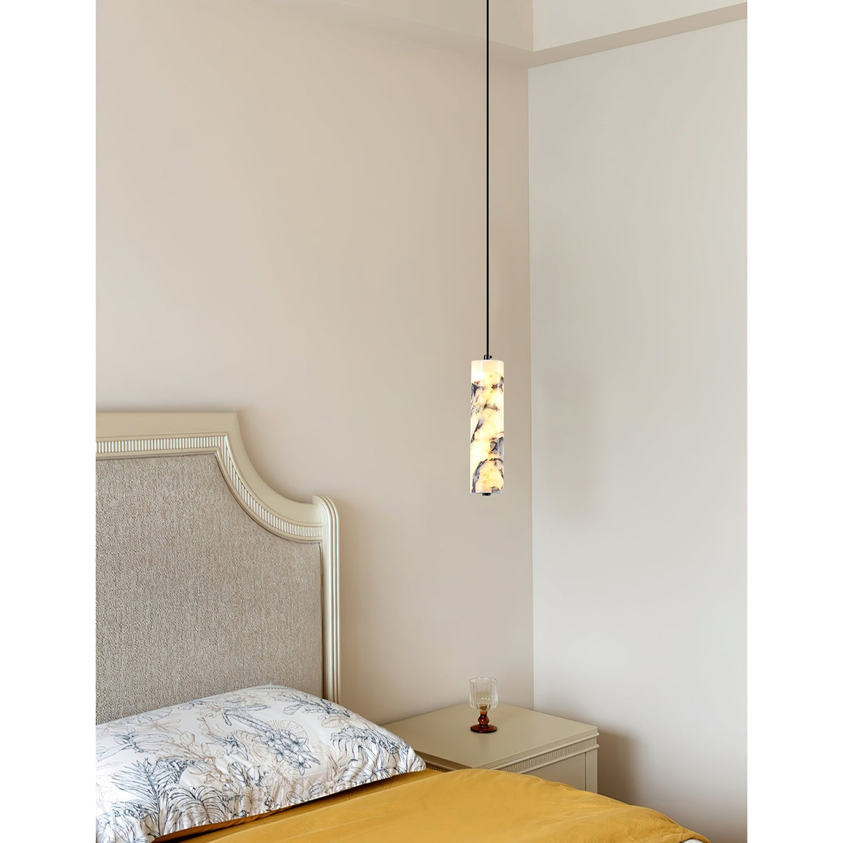 Opus Marble Pendant Lamp - Hand-Carved Bvlgari Marble Cylinder Light | Bowielight