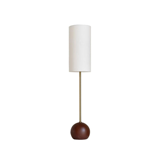Orbis Wooden Sphere Floor Lamp - Mid-Century Modern Wood Base & Fabric Lamp |