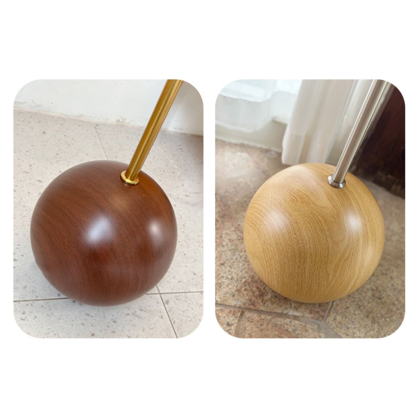 Orbis Wooden Sphere Floor Lamp - Mid-Century Modern Wood Base & Fabric Lamp |
