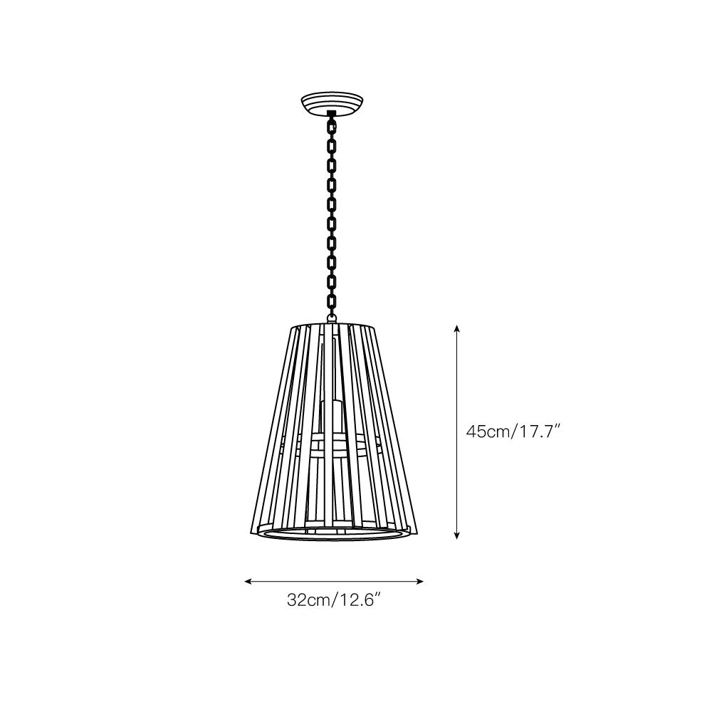 Orchard Pendant Lamp - Rustic Slotted Wood & Iron Apple Basket Light