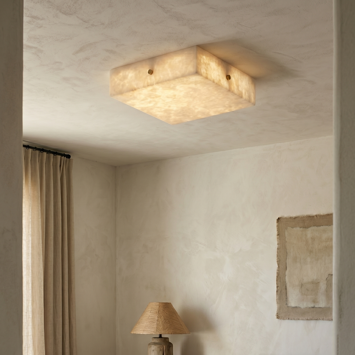Arca Alabaster Flushmount Ceiling Light – Natural Gypsum Snowflake Flushmount Ligh