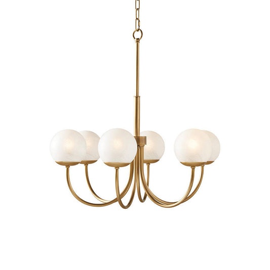 Orillia Glass Chandelier - Mid-Century Curved Brass & Globe Light