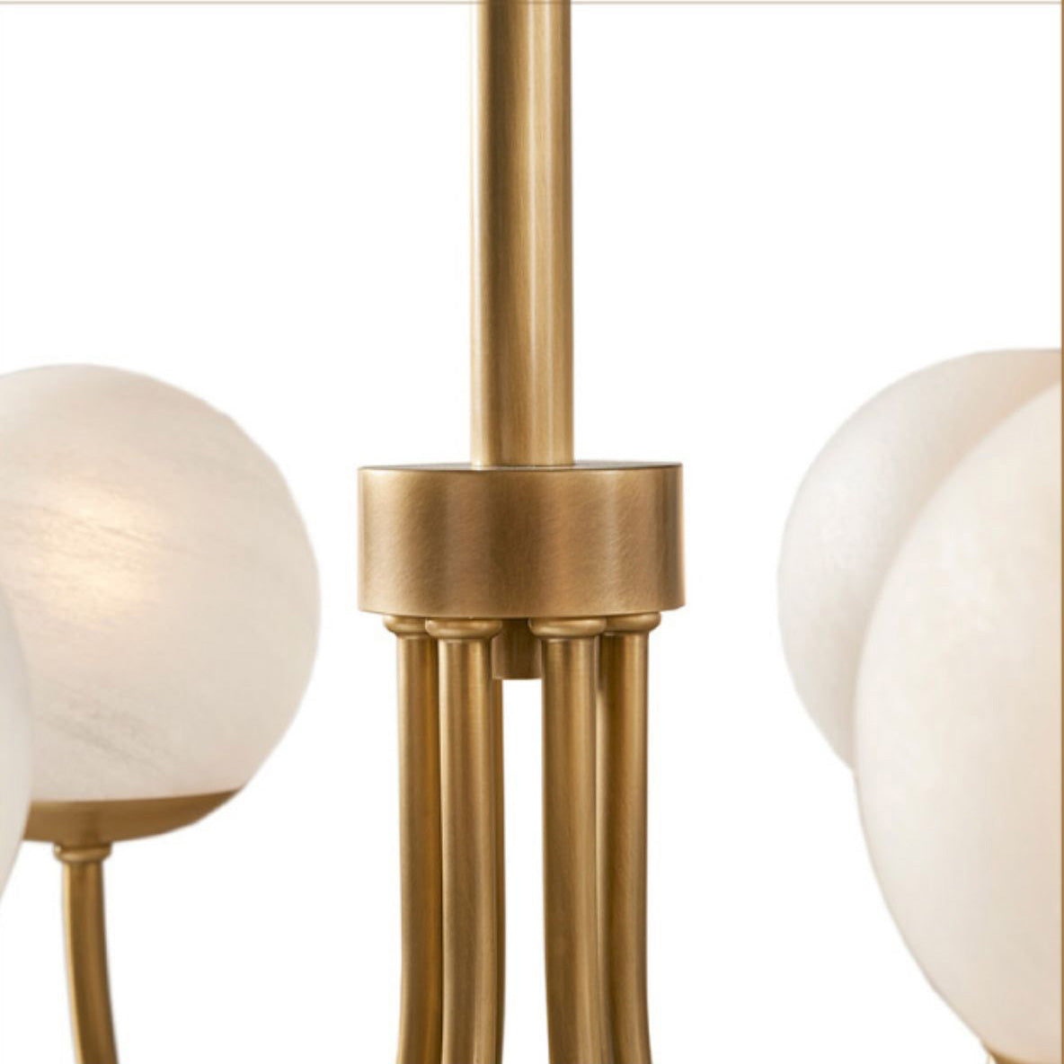 Orillia Glass Chandelier - Mid-Century Curved Brass & Globe Light