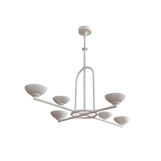 Orion Chandelier - Hand-Finished Sculptural White Plaster Cup Light