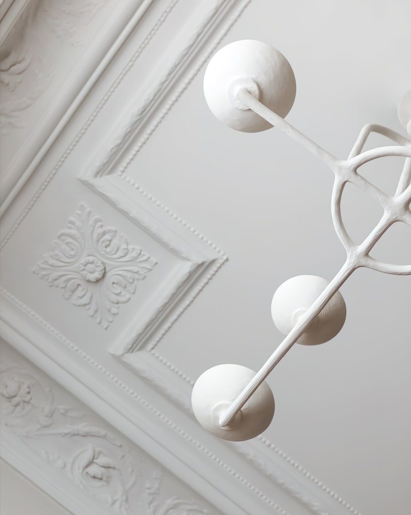 Orion Chandelier - Hand-Finished Sculptural White Plaster Cup Light