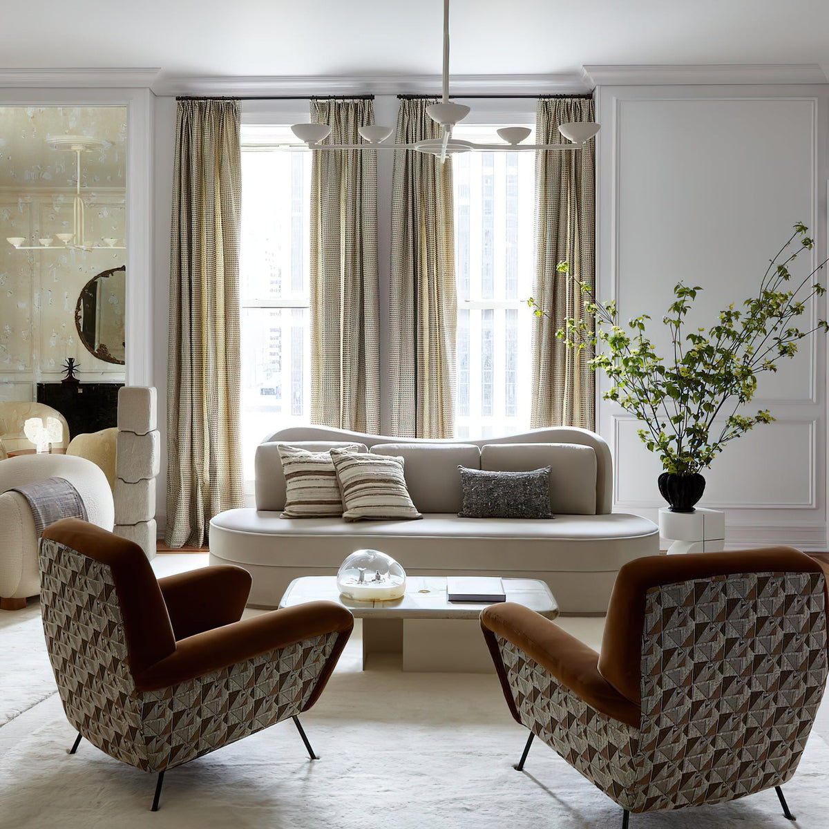 Orion Chandelier - Hand-Finished Sculptural White Plaster Cup Light