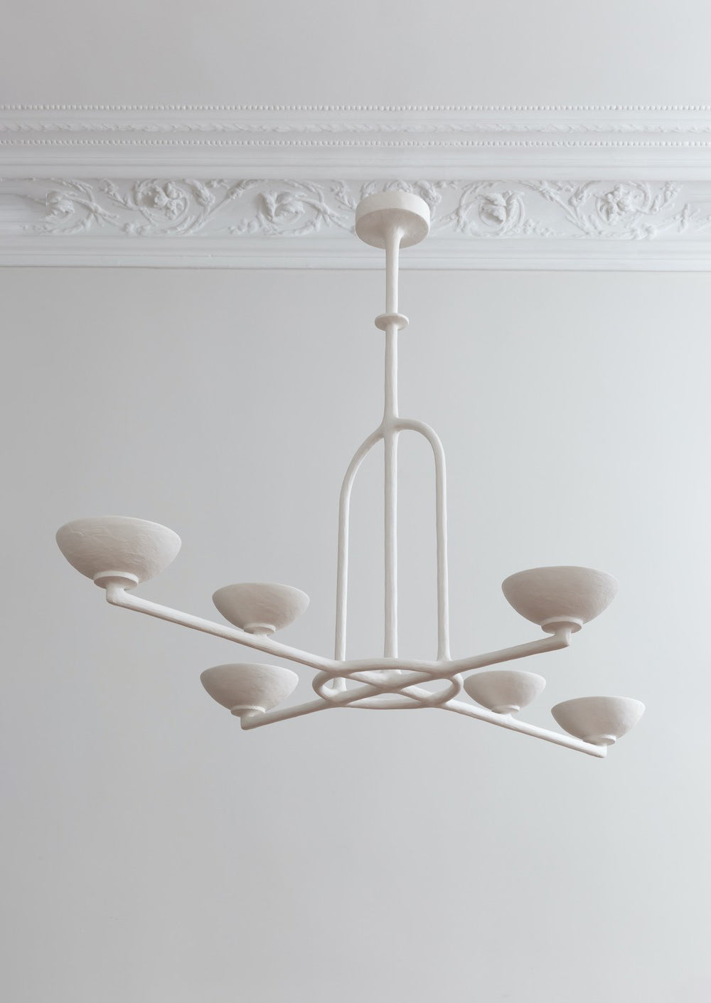 Orion Chandelier - Hand-Finished Sculptural White Plaster Cup Light