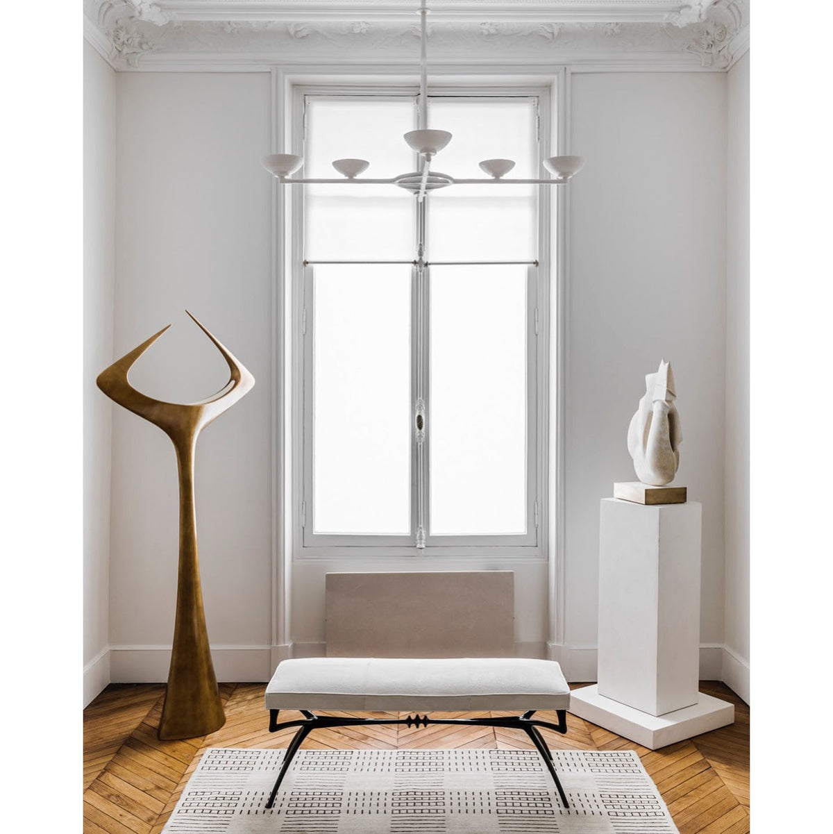 Orion Chandelier - Hand-Finished Sculptural White Plaster Cup Light