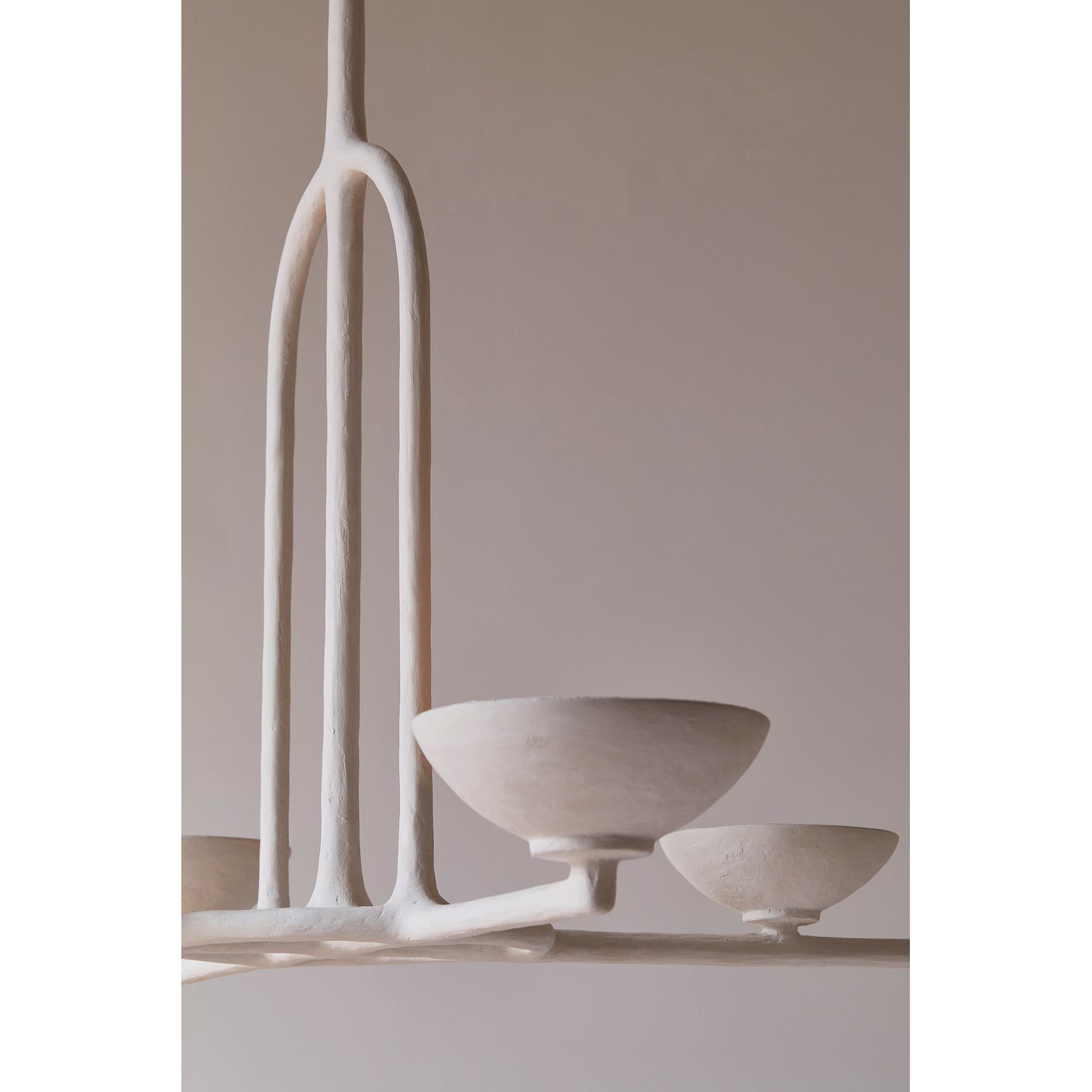 Orion Chandelier - Hand-Finished Sculptural White Plaster Cup Light