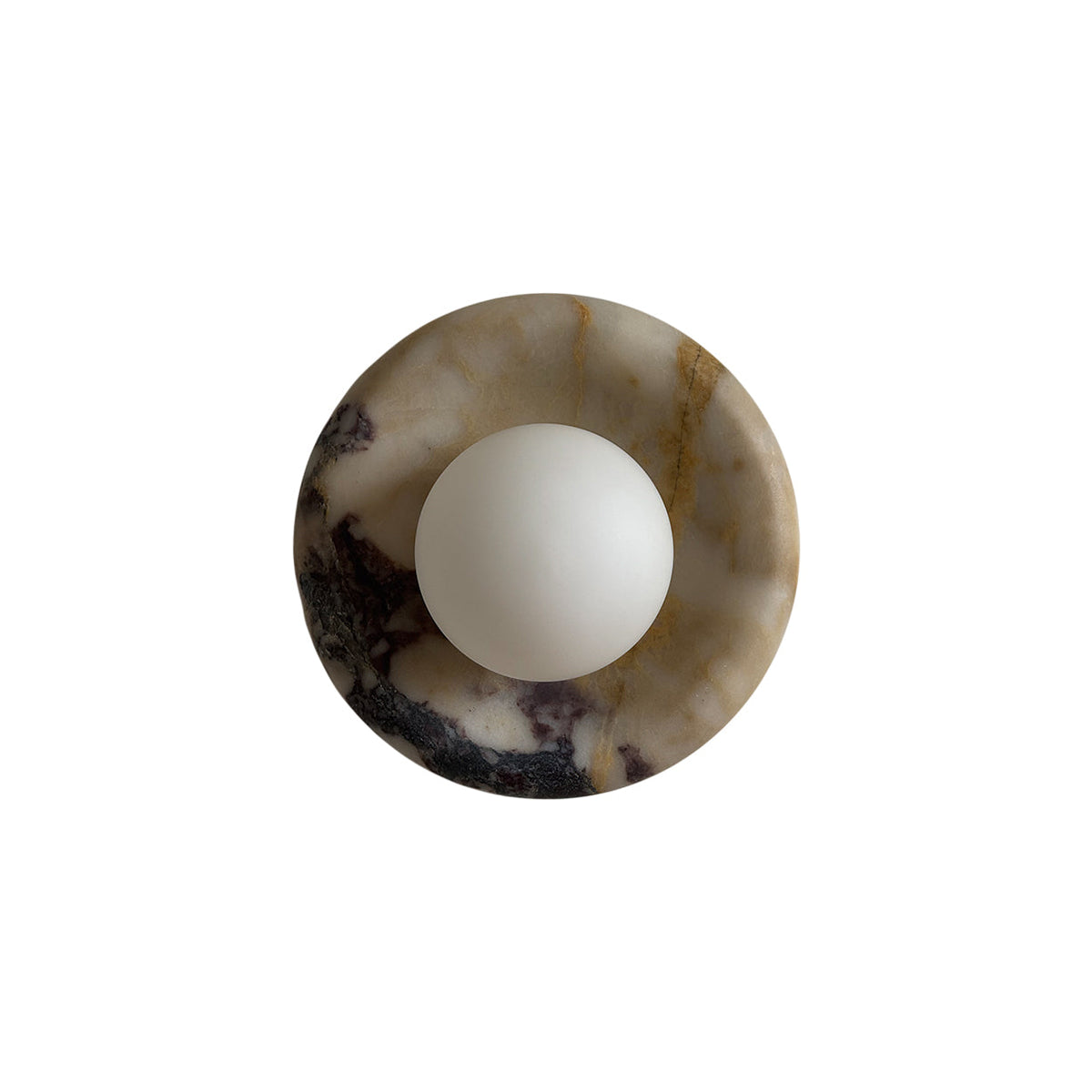 Orli Beige Marble Sconce - Curved Natural Cream Stone & Glass Globe Sconce