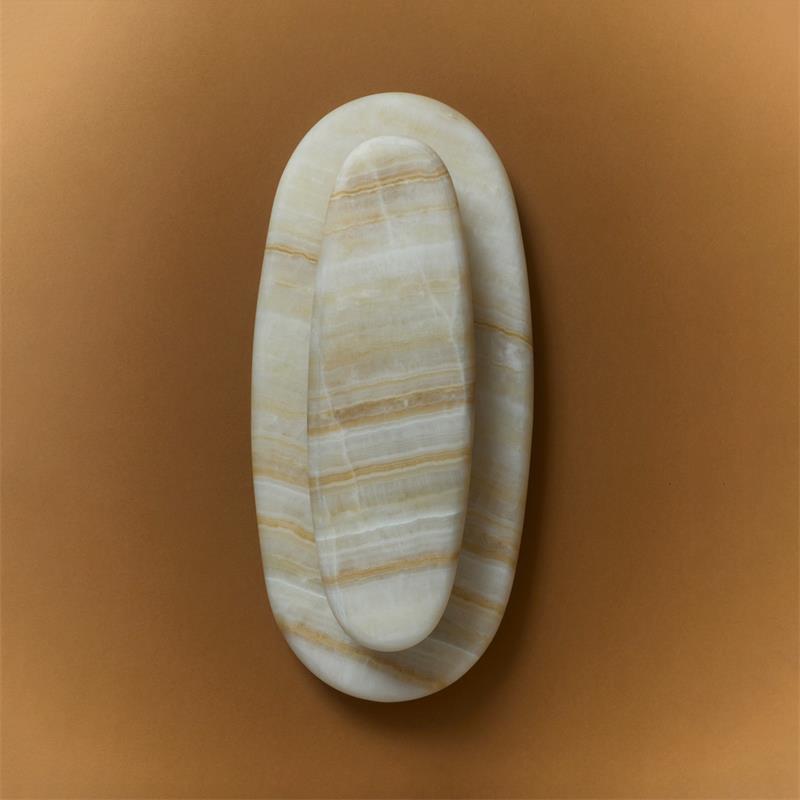 Oro Onyx Wall Lamp - Nested Elliptical Carved Onyx Sconce