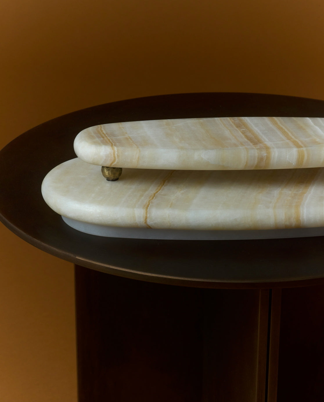 Oro Onyx Wall Lamp - Nested Elliptical Carved Onyx Sconce