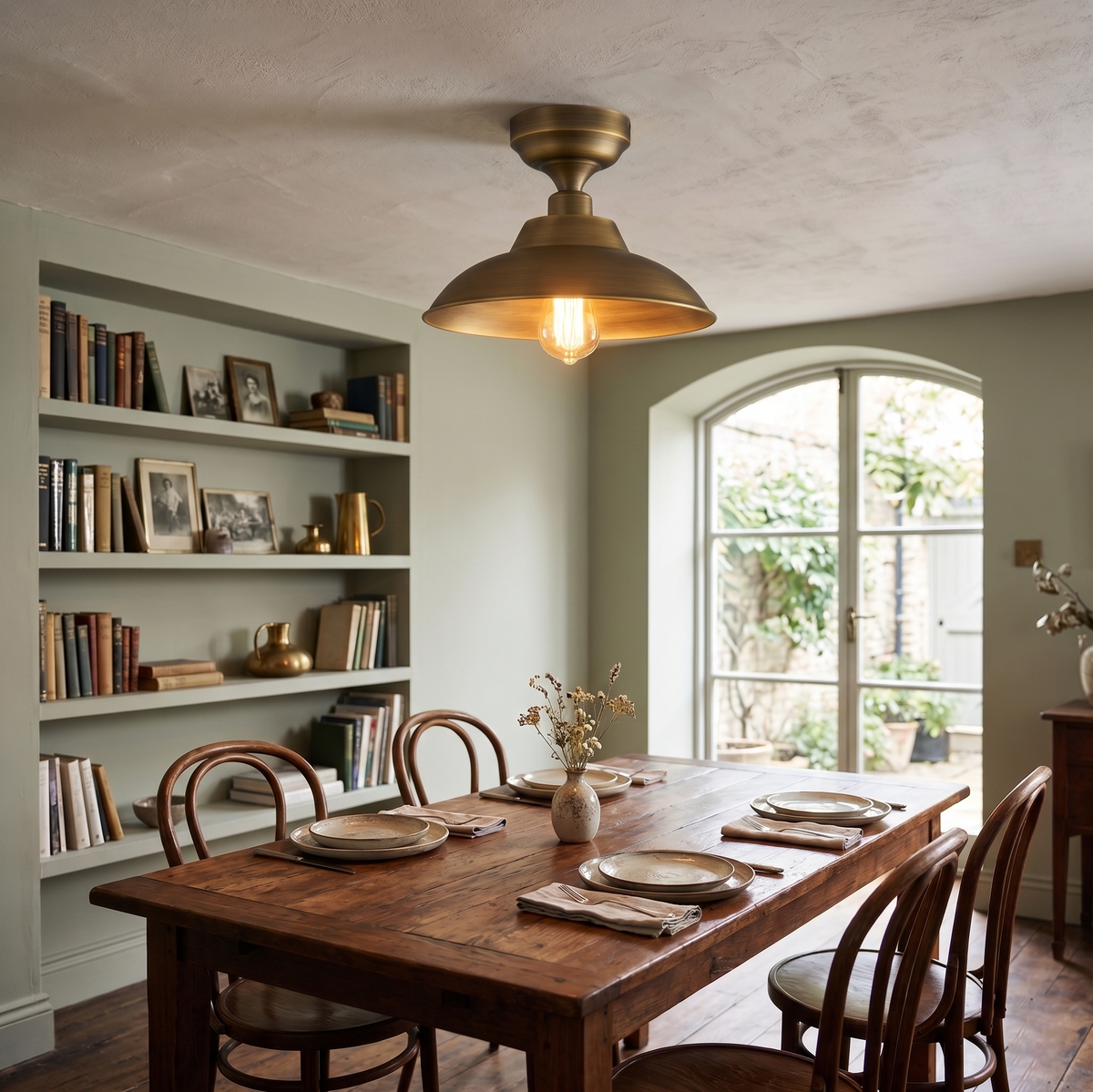 Aldorno Ceiling Lamp – Antique Brass Dome Shade Semi-Flush Modern Ceiling Light
