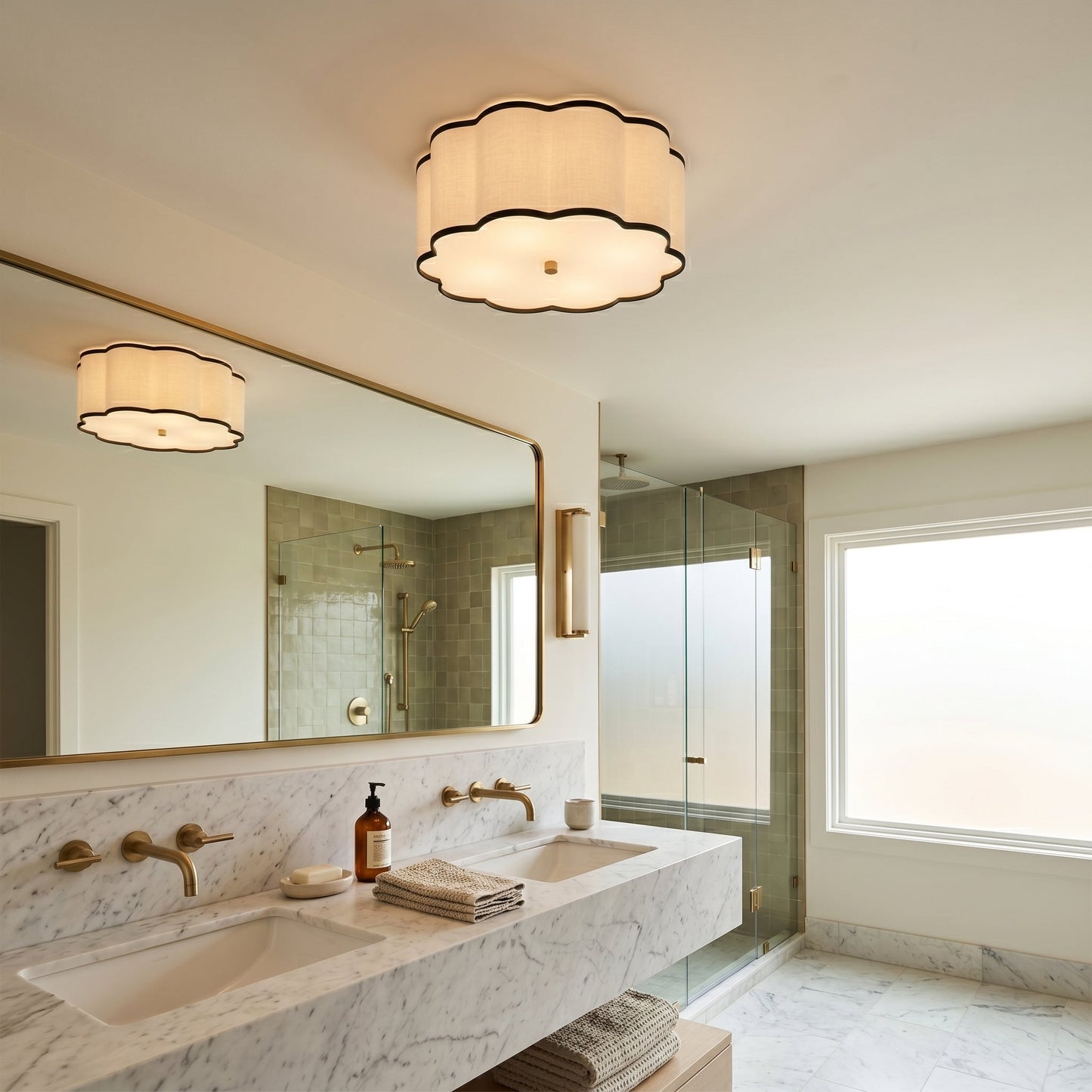Axis Drum Ceiling Lamp | Modern Minimalist Scalloped Fabric Flush Mount