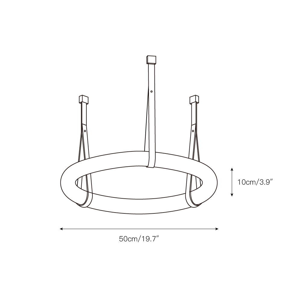 Oslo Alabaster Chandelier A - Triple-Point Leather Suspension Halo Ring