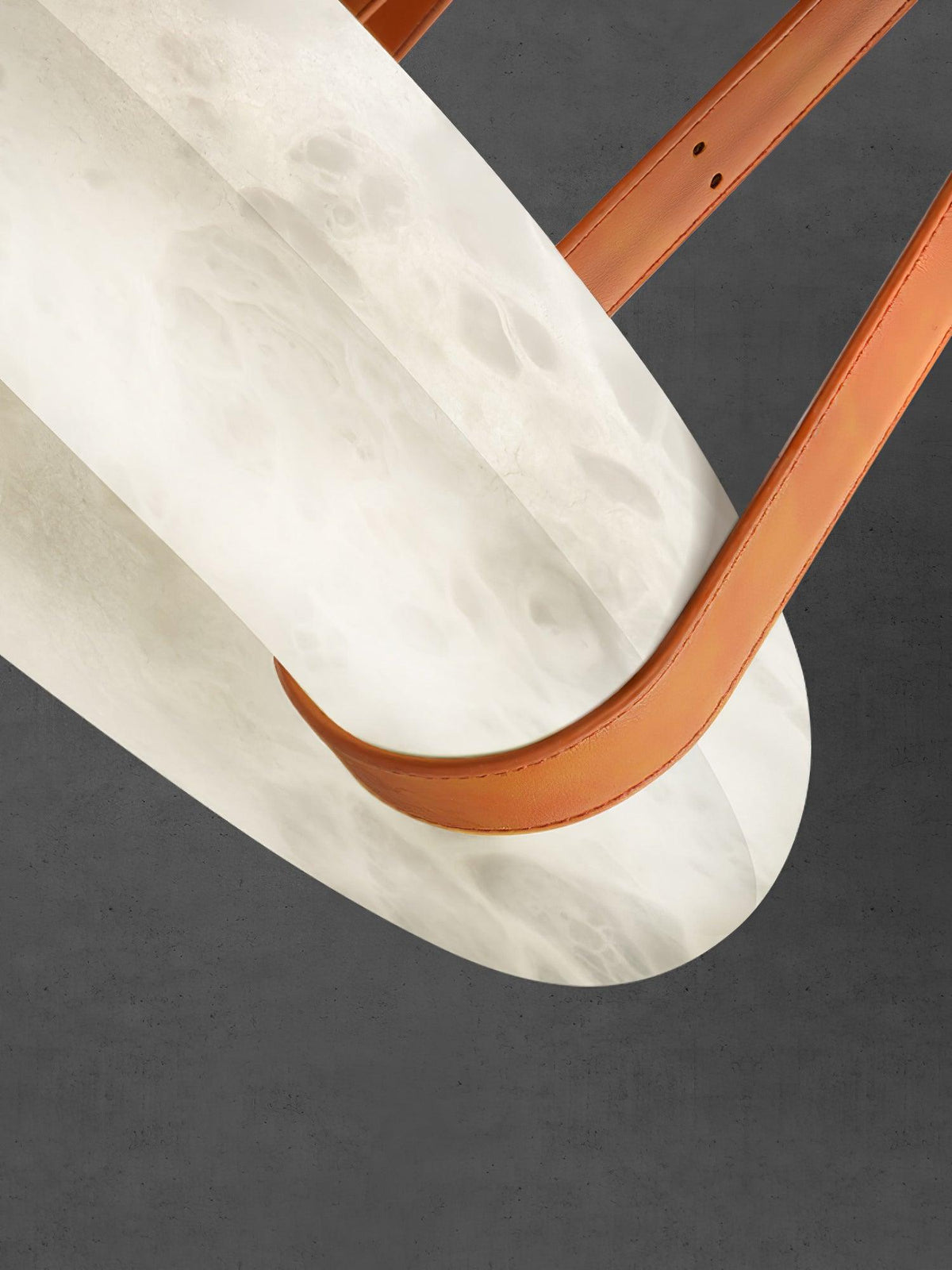 Oslo Alabaster Chandelier B - Halo Stone Ring & Leather Suspension