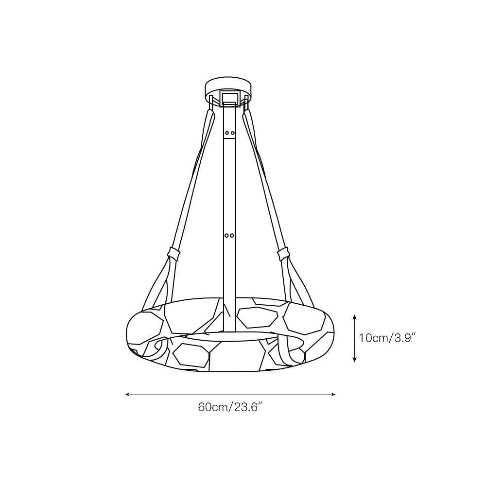 Oslo Alabaster Chandelier B - Halo Stone Ring & Leather Suspension