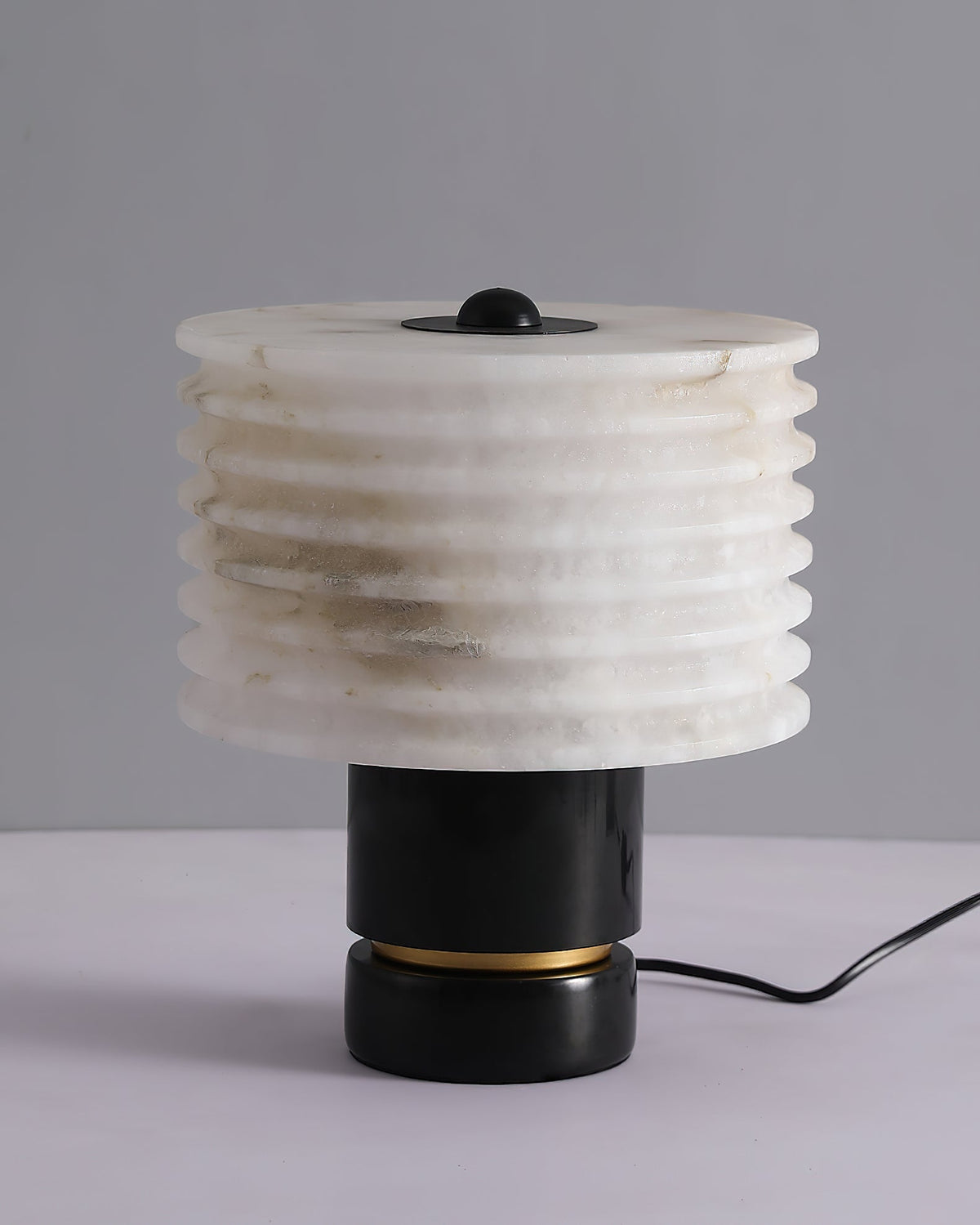Outela Alabaster Table Lamp - Carved Stone Shade & Marble Base
