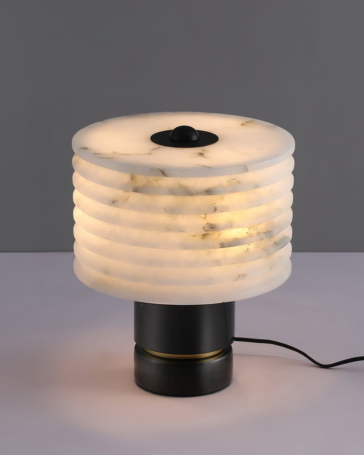 Outela Alabaster Table Lamp - Carved Stone Shade & Marble Base