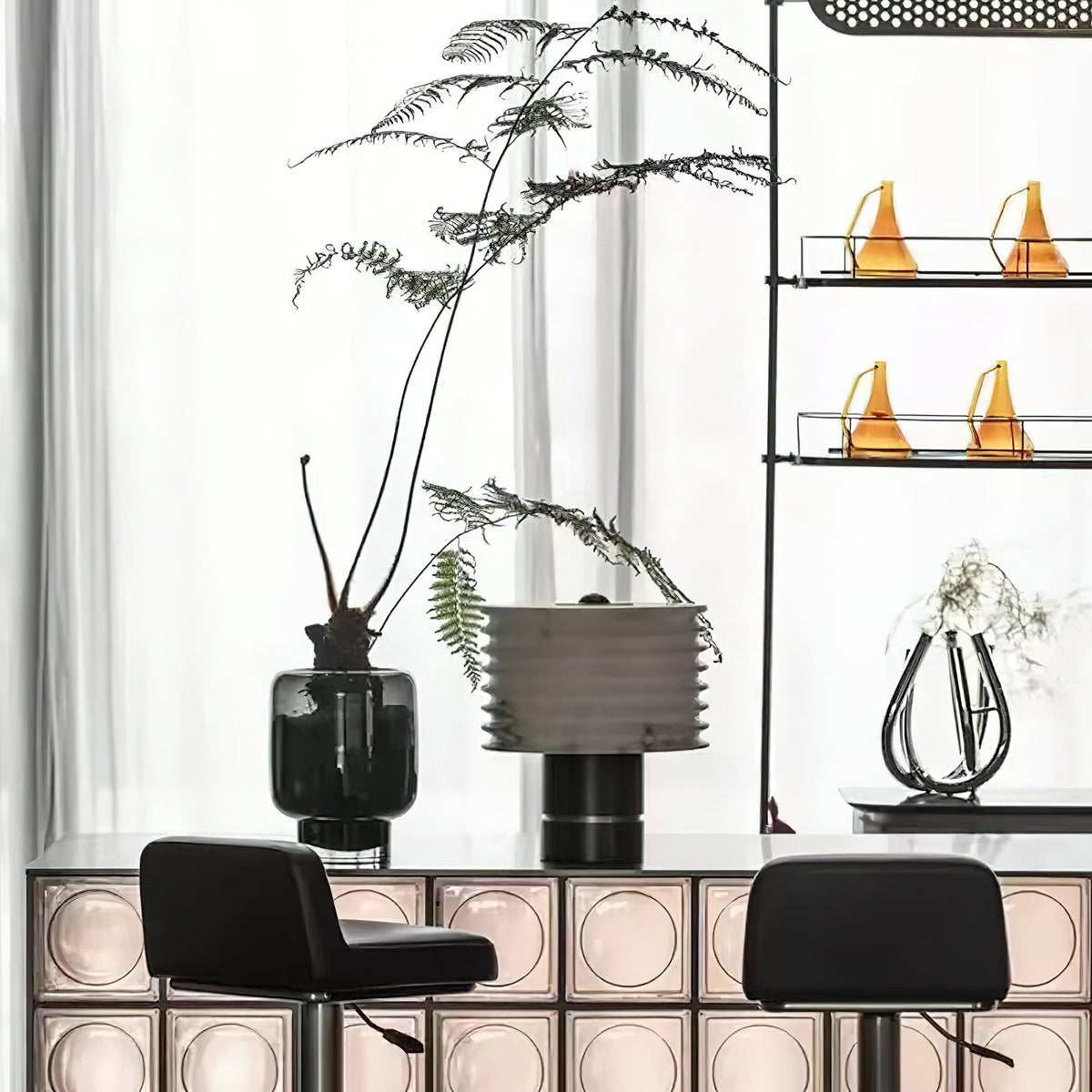 Outela Alabaster Table Lamp - Carved Stone Shade & Marble Base