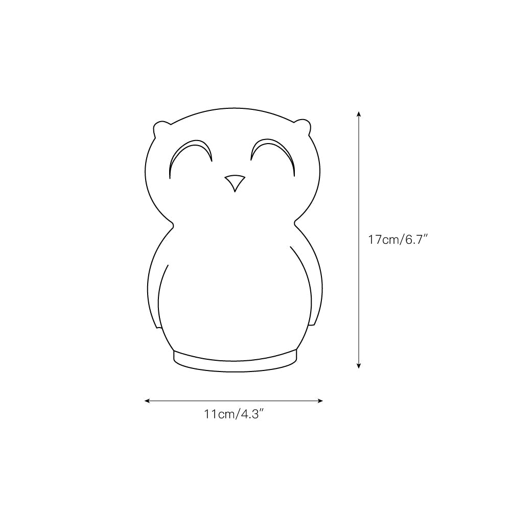 Owl Timing Night Light - Rechargeable Silicone LED Nursery Lamp | 30/60min Timer & Colorful Remote Control