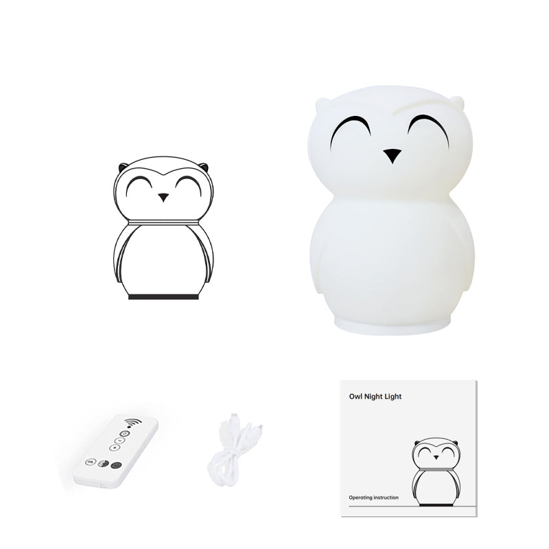 Owl Timing Night Light - Rechargeable Silicone LED Nursery Lamp | 30/60min Timer & Colorful Remote Control