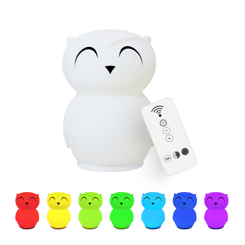 Owl Timing Night Light - Rechargeable Silicone LED Nursery Lamp | 30/60min Timer & Colorful Remote Control