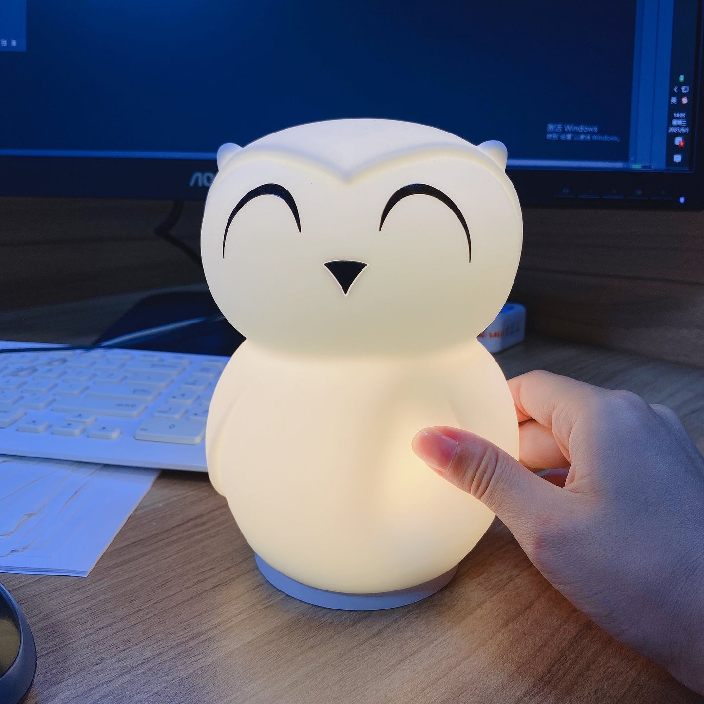 Owl Timing Night Light - Rechargeable Silicone LED Nursery Lamp | 30/60min Timer & Colorful Remote Control